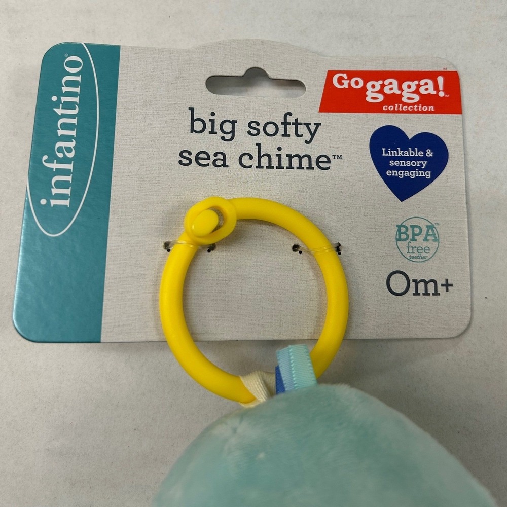 Infantino Gogaga Big Softy Sea Chime Blue Whale Baby Stroller Toy Teether Mirror - Picture 3 of 16